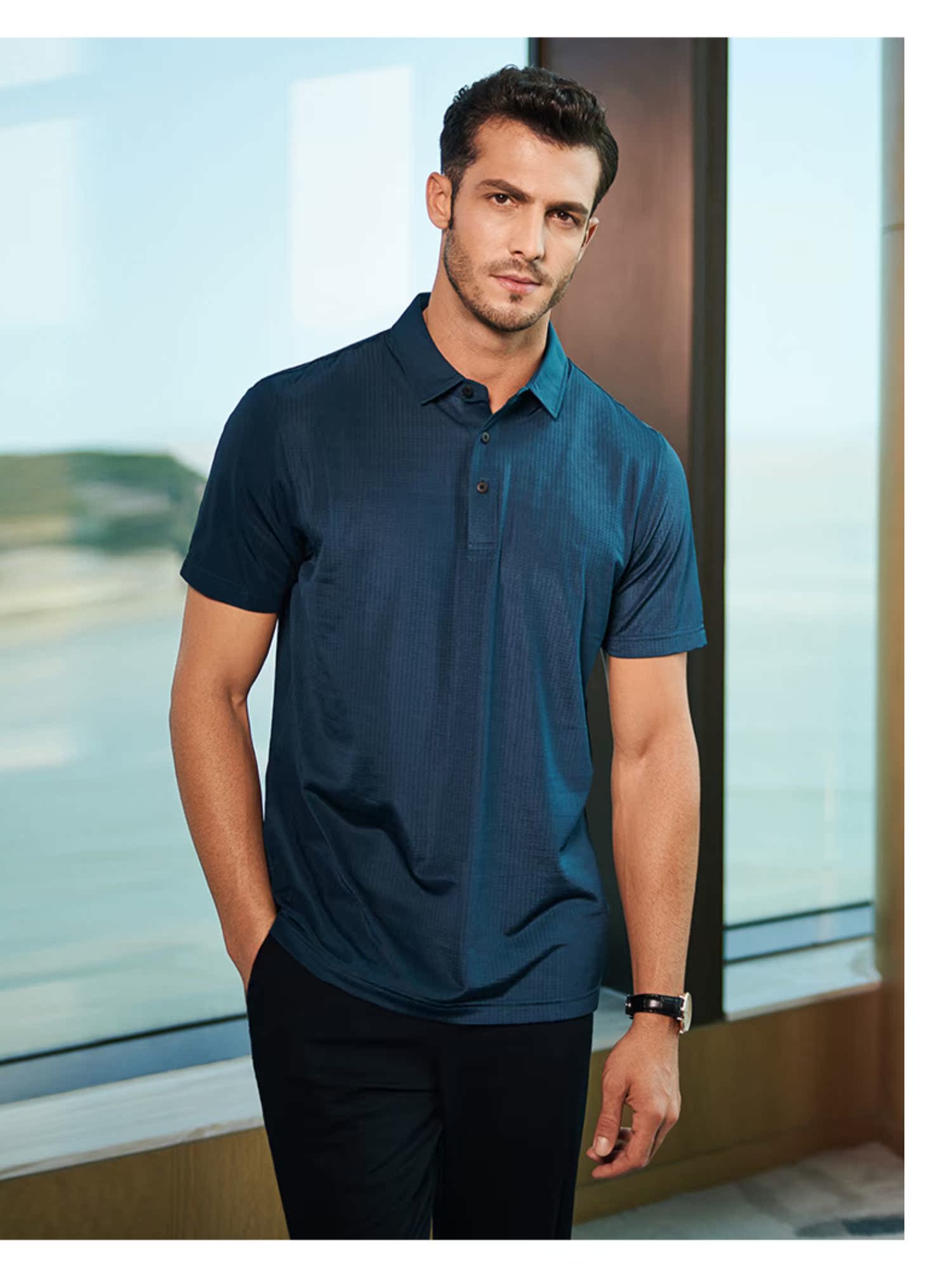 Shanshan nam 2019 hè mới tay ngắn thoải mái thời trang hoang dã kinh doanh bình thường áo sơ mi POLO trẻ trung - Polo áo cotton nam