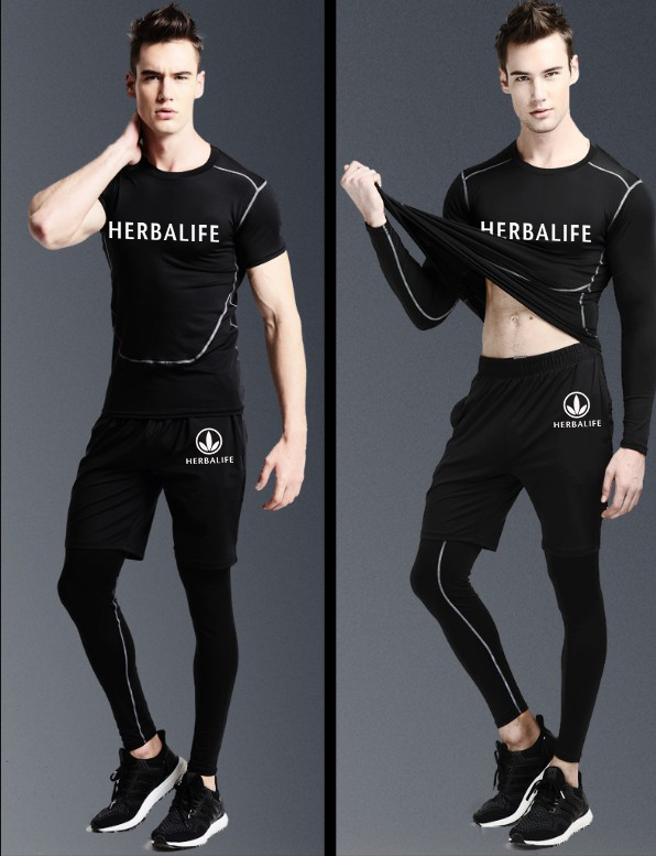Herbalife quần áo thể thao nam mới tập thể dục hai mảnh kích thước lớn ba mảnh đội có thể được tùy chỉnh - Thể thao sau bộ quần áo thể thao