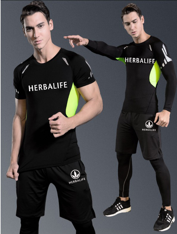Herbalife quần áo thể thao nam mới tập thể dục hai mảnh kích thước lớn ba mảnh đội có thể được tùy chỉnh - Thể thao sau bộ quần áo thể thao