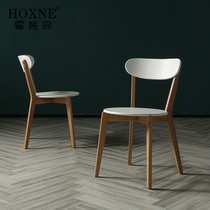 Hockson White Oak Solid Wood Nordic style Danish small apartment dining chair Creative single backrest casual coffee chair