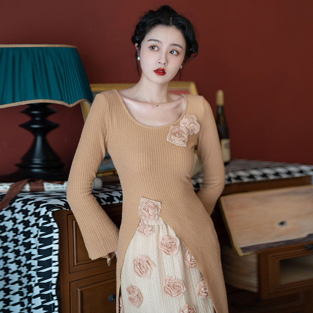 Birthday Engagement Dress High-end Light Luxury Niche Party Usually Can Wear Temperament Ladies Knitted Embroidery Two-piece Set