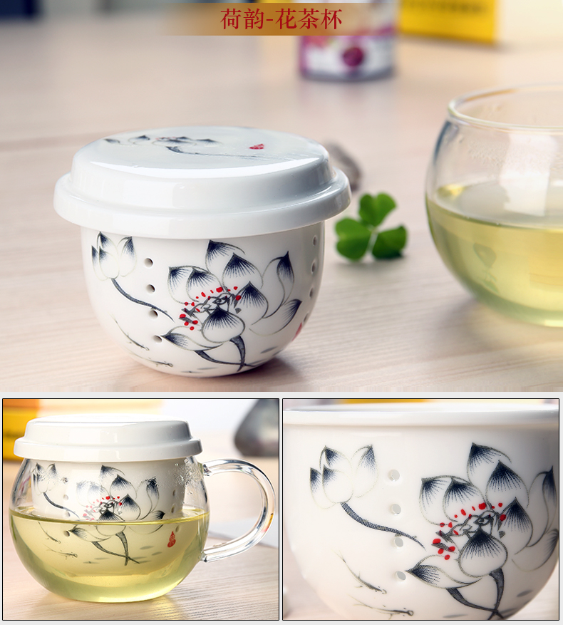 To be household glass cup flower tea cups with cover ceramic filter male office lady make tea cup