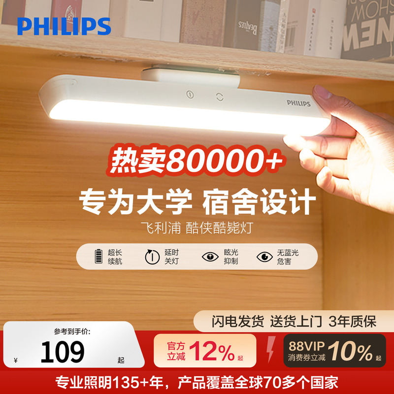 Philips Desk Magnetic Lamp for College Dormitory Charging and Study Use, Cool Wall-Mounted Street Lamp