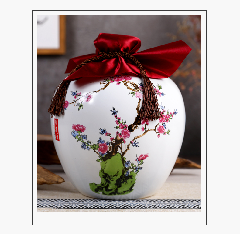 Jingdezhen ceramic seal small bottle 1 catty 2 jins 5 jins of 10 jins blank hip household gifts jar casks