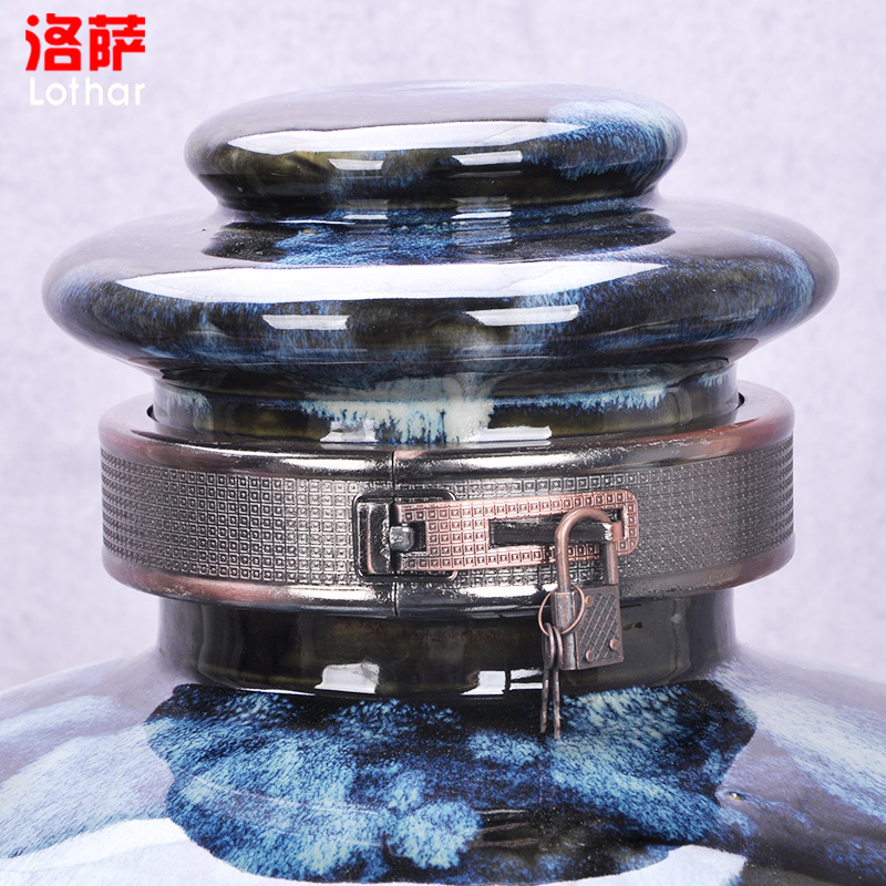 Jingdezhen ceramic jars it hip mercifully bottle wine 50 kg sealed jar jar of grape wine barrel