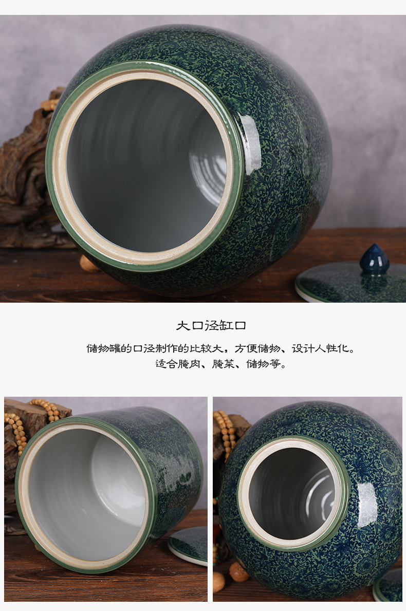 Jingdezhen ceramic barrel storage box tea meter box of oil cylinder ricer box kg30 20 jins 50 kg sealed with cover tank