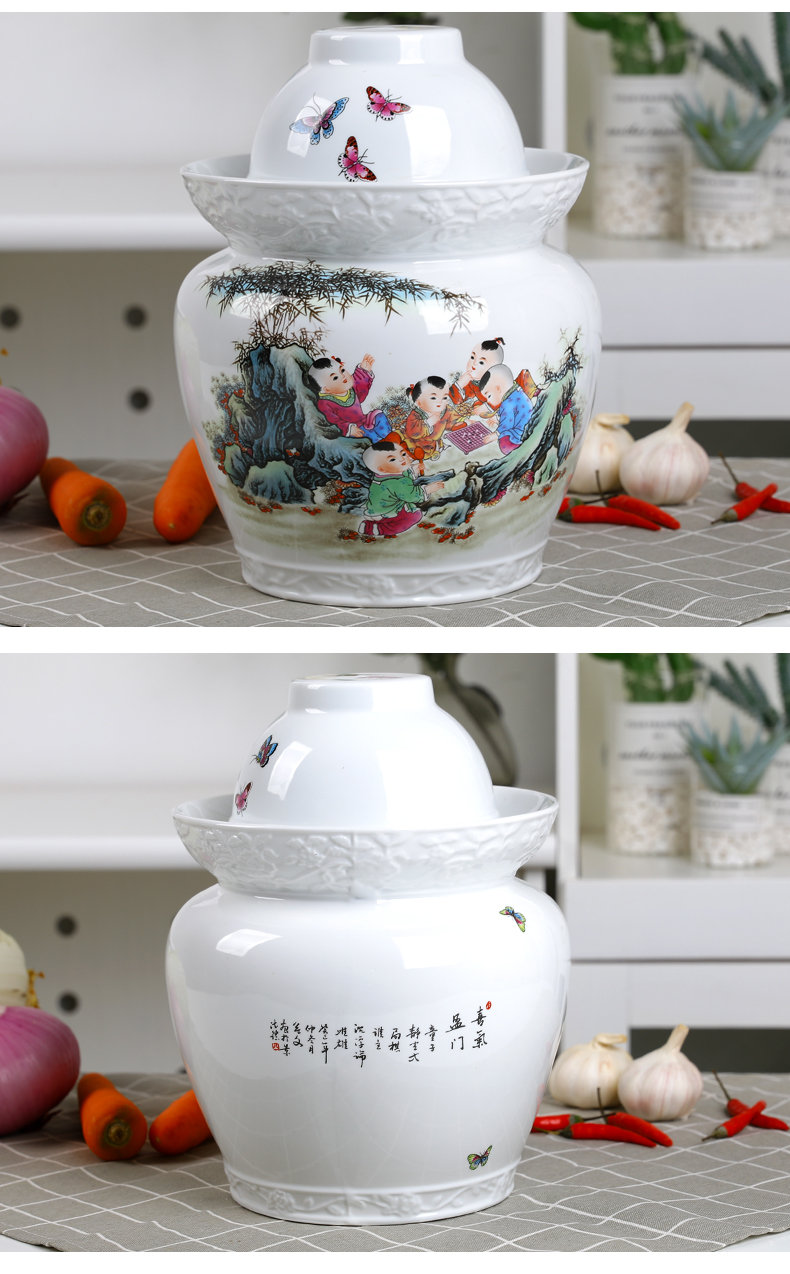 Jingdezhen ceramic pickle jar sichuan pickle jar of pickles pickled egg cylinder seal altar thickening sauerkraut cylinder pot