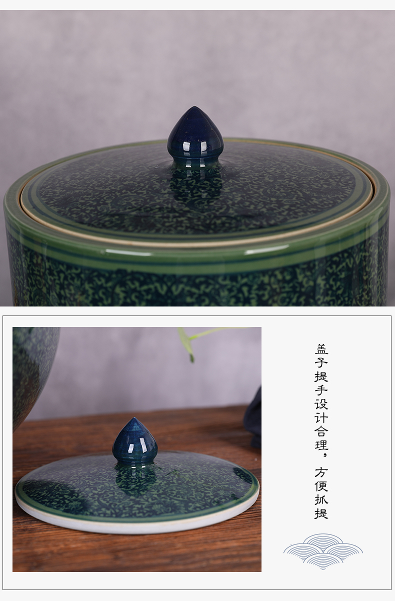 Jingdezhen ceramic barrel storage box tea meter box of oil cylinder ricer box kg30 20 jins 50 kg sealed with cover tank