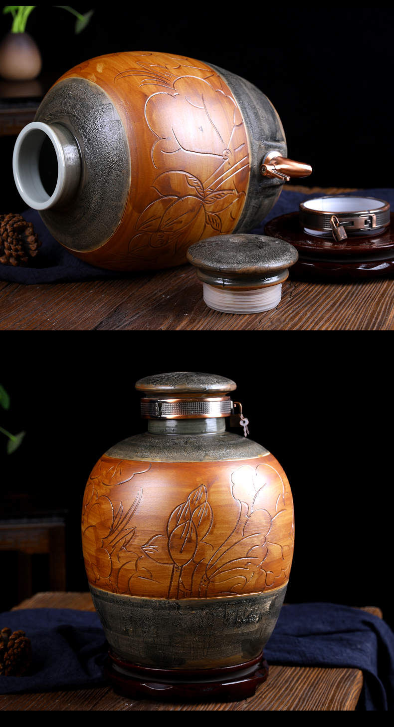 Ceramic antique wine jar sealing it home 10 jins of 50 pounds to wine mercifully medicine pot brewing liquor bottle barrels