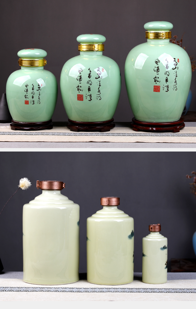 Home wine jar sealing of jingdezhen ceramic deposit flask furnishing articles with leading wine bottle is empty cylinder wine liquor jugs