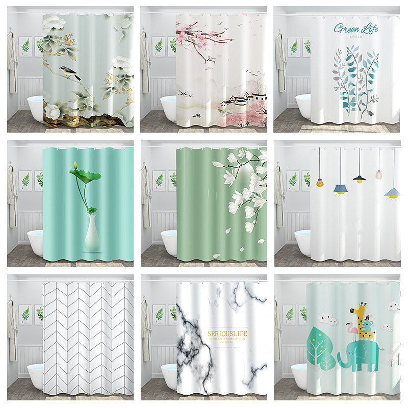 Bathroom shower curtain set bathroom waterproof cloth no punching shower thickened partition curtain bathroom warm hanging curtain