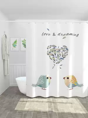 Bathroom waterproof cloth shower curtain set non-perforated Nordic dressing room partition Bath Curtain shower room thickened hanging curtain
