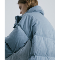 EKCOOKIES original designer warm niche stand collar loose leaf sleeve strap long profile down jacket loose