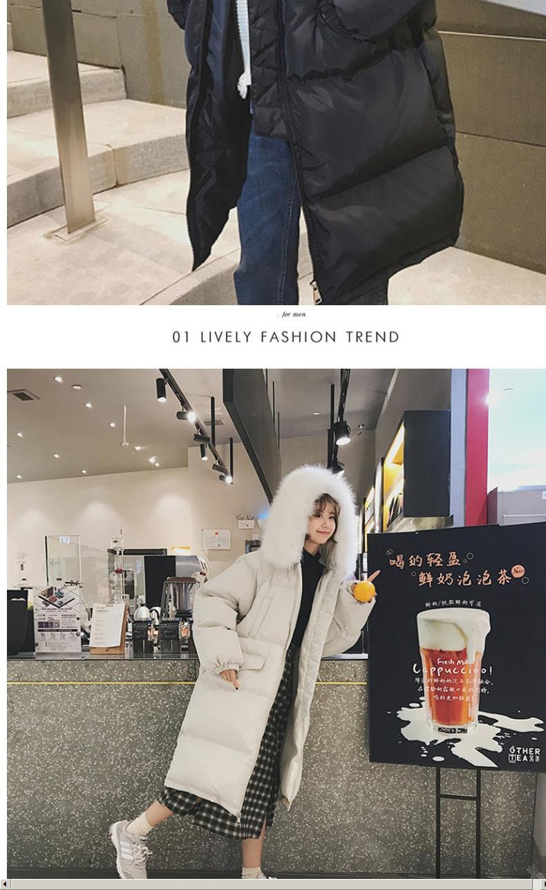 Cặp đôi mặc áo khoác dài mùa đông 2018 mới một nam và một nữ mẫu Hàn Quốc trùm đầu áo khoác cotton dày áo parka