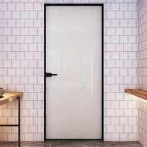 Nanjing sliding door Titanium magnesium alloy indoor door kitchen double tempered white swing door black narrow frame extremely narrow
