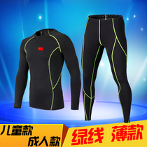 Children and children long sleeve tight top summer thin women mens sportswear suit fitness clothing basketball base training