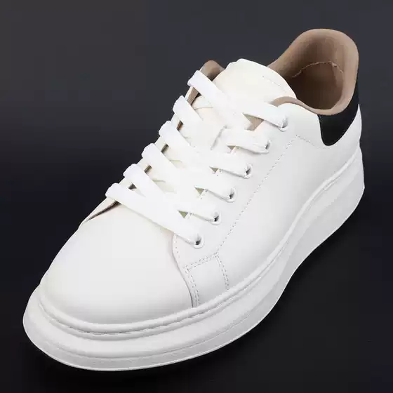 Thick-Soled Height-Increasing Dad Shoes for Men, 2026 Model, Genuine Leather, Breathable, Fashionable Casual Sneakers, Lightweight, Soft, Comfortable, Versatile White Shoes