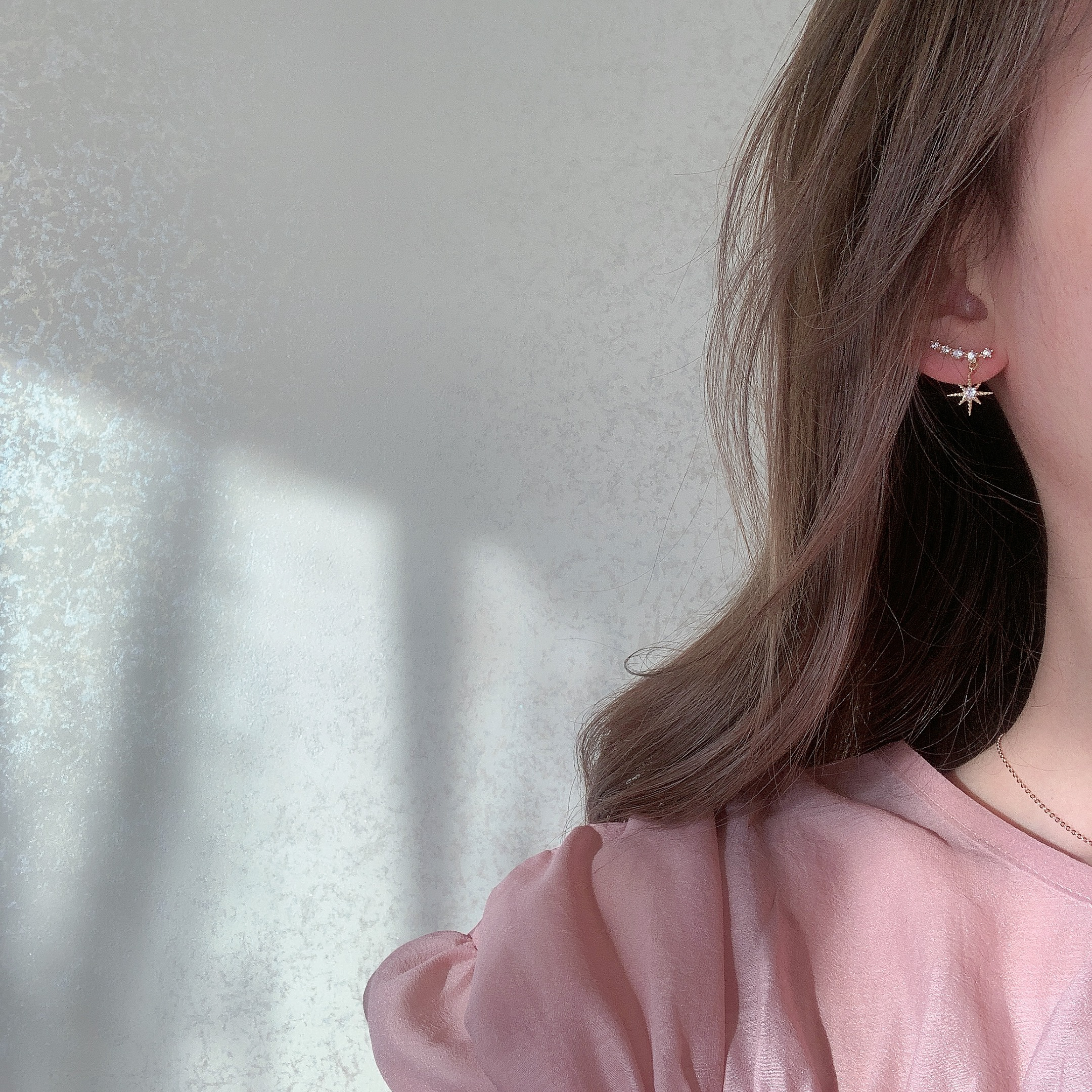 Because of the lack of Sting s925 silver needle Dongdaemun super fairy quality star ear needle Minimalist eight-pointed star earrings trend jewelry
