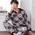 Mùa thu và mùa đông san hô lông cừu cộng với đồ ngủ nhung nam XL dài tay phù hợp với flannel cardigan dày dịch vụ nhà phù hợp pijama Bộ Pajama