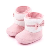 Высокая детская обувь для новорожденных для раннего возраста, флисовые демисезонные ботинки для девочек с бабочкой, удерживающие тепло туфли для выхода на улицу