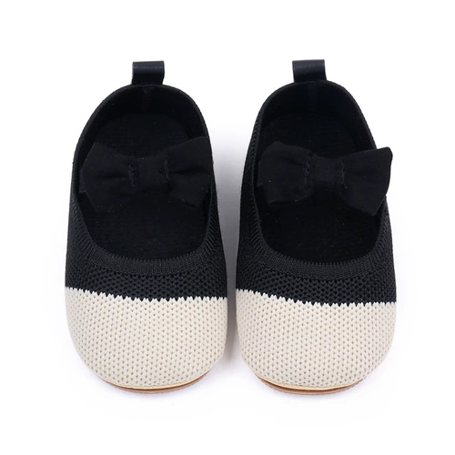 Обувь для девочек с бантиком для принцессы для раннего возраста, нескользящие детские бахилы для новорожденных, на резинке