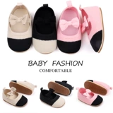 Обувь для девочек с бантиком для принцессы для раннего возраста, нескользящие детские бахилы для новорожденных, на резинке