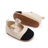 Обувь для девочек с бантиком для принцессы для раннего возраста, нескользящие детские бахилы для новорожденных, на резинке