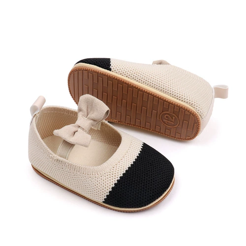 Обувь для девочек с бантиком для принцессы для раннего возраста, нескользящие детские бахилы для новорожденных, на резинке