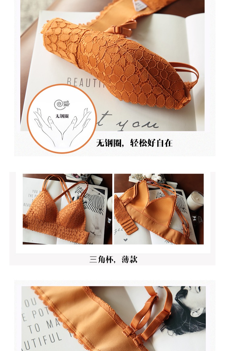 Anh Yunge thoải mái không có vòng thép đồ lót mỏng hình tam giác gợi cảm kiểu Pháp ren nữ bralette bra set đồ lót phụ nữ