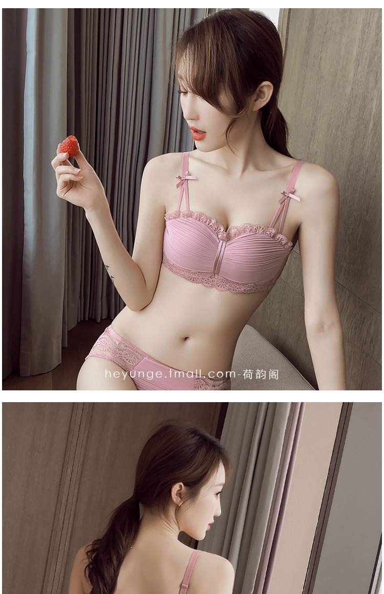 He Yun Ge chất liệu voan ren gợi cảm không có vòng thép tập hợp áo ngực mỏng phần bé gái ống lót để nhận sữa bikini sexy
