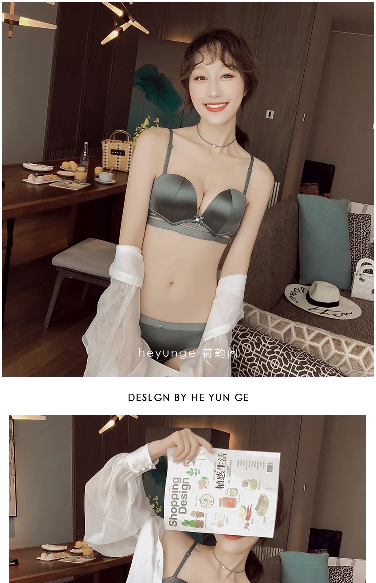 He Yun Ge ngực nhỏ thu thập ngực mà không vành thoải mái áo ngực đặt dây đai rỗng liền mạch đồ lót dày áo ngực đẹp