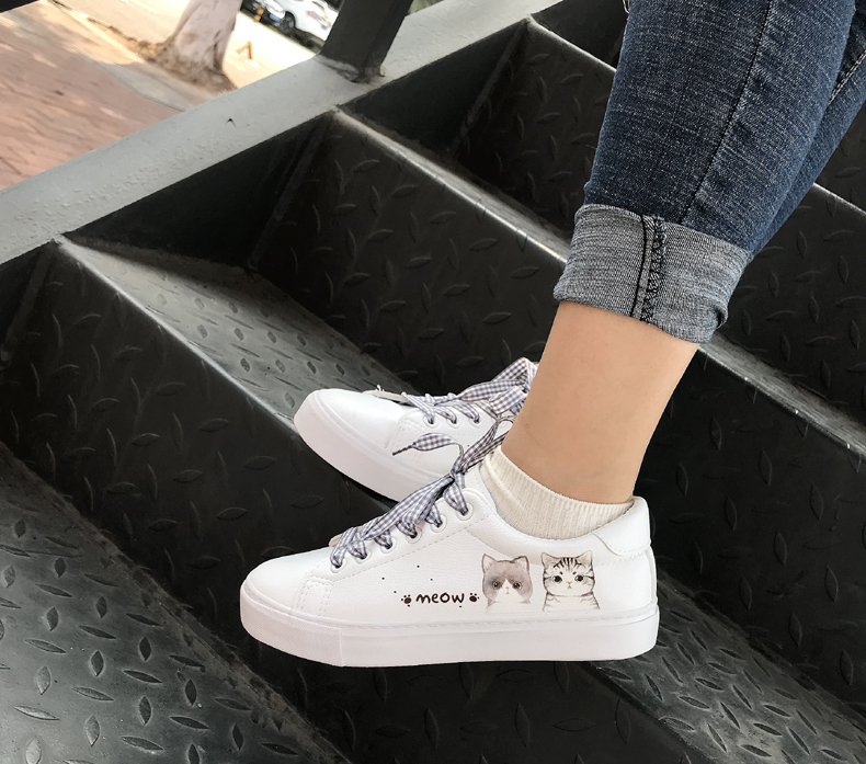 Giày vải đế bệt đế thấp Phiên bản Hàn Quốc của giày trắng nữ 2018 mùa thu đông bằng phẳng giầy gucci ny