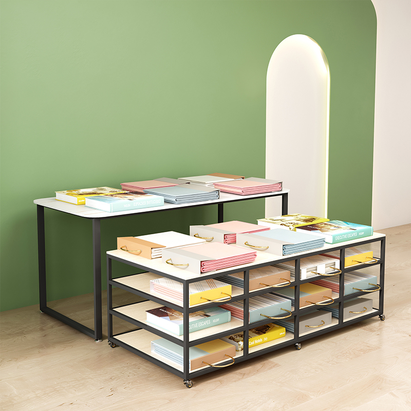 Industrial Warehouse Version Rack, Island Negotiation Table, Curtain Fabric Sample Display Rack, Multifunctional Display Cabinet, Display Table