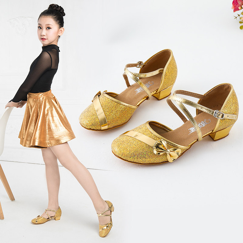 Magic color multicolor girls Latin dance shoes with children Morden dance shoes Soft bottom Practice Shoes Early Childhood Social Dance Shoes