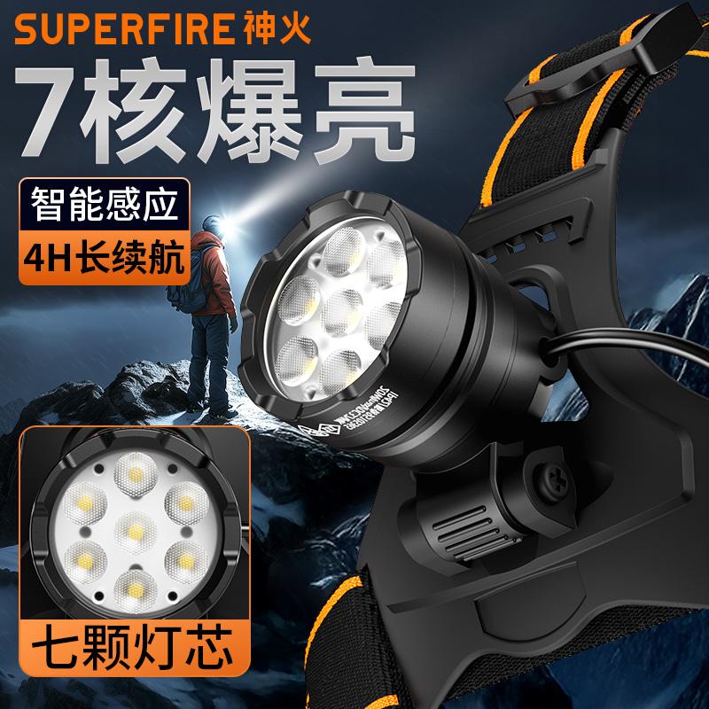 神火强光头灯超亮钓鱼夜钓专用HL107充电头戴式户外照明超长续航