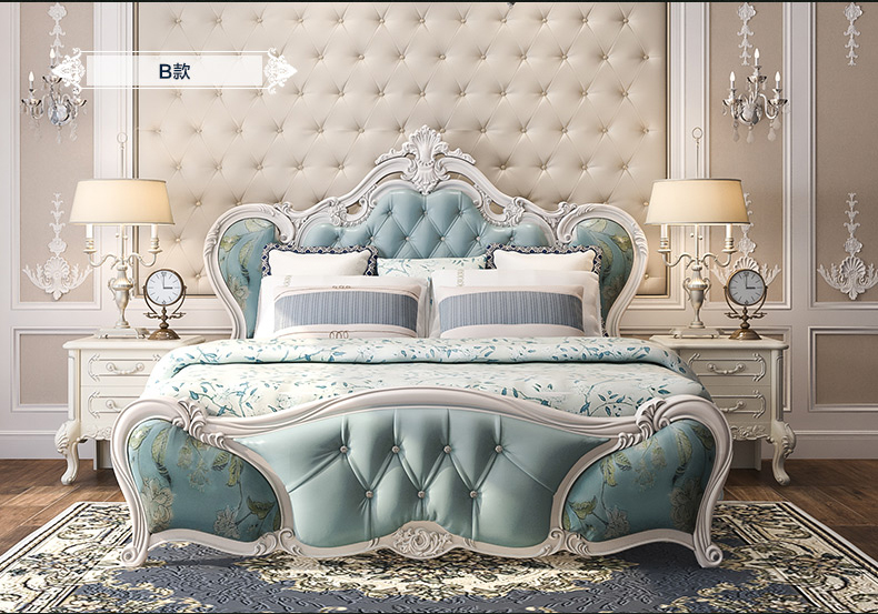 Nội thất Poly Farissa Giường ngủ châu Âu Giường da Pháp Giường đôi chạm khắc Giường công chúa Giường cao 1,8 giường cưới G2 - Giường giường phản bệt