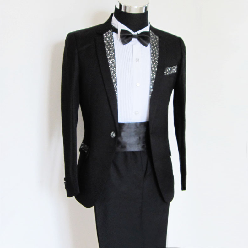 Guanying Bird Costume Nam Trắng Đen Bộ đồ vest đen Bộ ca sĩ Siyi Host Trang phục hợp xướng vest nam