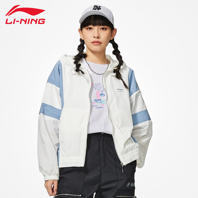 Li Ning ກິລາ windbreaker ຂອງແມ່ຍິງພາກຮຽນ spring ແລະດູໃບໄມ້ລົ່ນໃຫມ່ແລ່ນສະດວກສະບາຍ versatile trendy casual ວ່າງເສື້ອກິລາ cardigan jacket