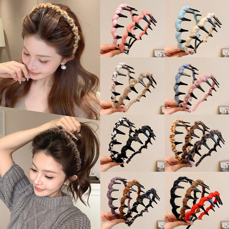 Autumn and Winter Women's 2024 New Wave Headband, Fluffy High Crown Headband, Hair Accessory with a High-End Feel, Makes the Face Look Smaller, Hair Clip