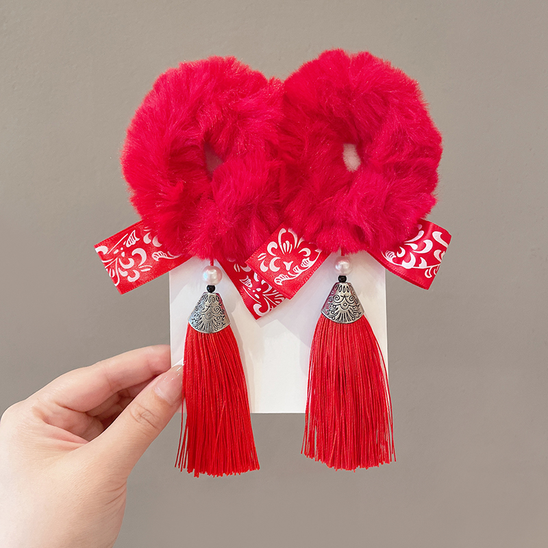images 18:Children's hairpin New Year's Chinese style pair of cute baby hair card little girl red festive chuck headdress