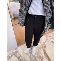 Spring new large size pants female fat mm loose thin fashion high-waisted eight-point casual trousers 200 pounds