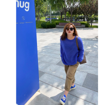 Muzi ideal autumn fat mm mohair sweater female size light loose hip cover slim knitwear 200kg