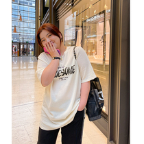 The fabric of the white rich beauty spring and summer new fat mm large size short-sleeved T-shirt womens long loose 200 pounds