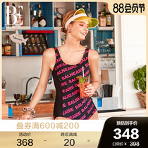 BE Van Dean triangle one-piece swimsuit U-shaped beautiful back gathered upgrade waist thin fashion stitching swimsuit