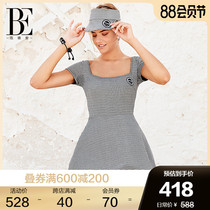 BE Van de An houndstooth retro fashion one-piece skirt swimsuit gathered to upgrade the meat to show thin holiday swimsuit