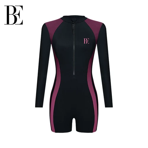 BE Fan De'an Fashion Series 2025 Женский цельный купальник с длинными рукавами для гонок, консервативный и высокий, слегка прикрывающий