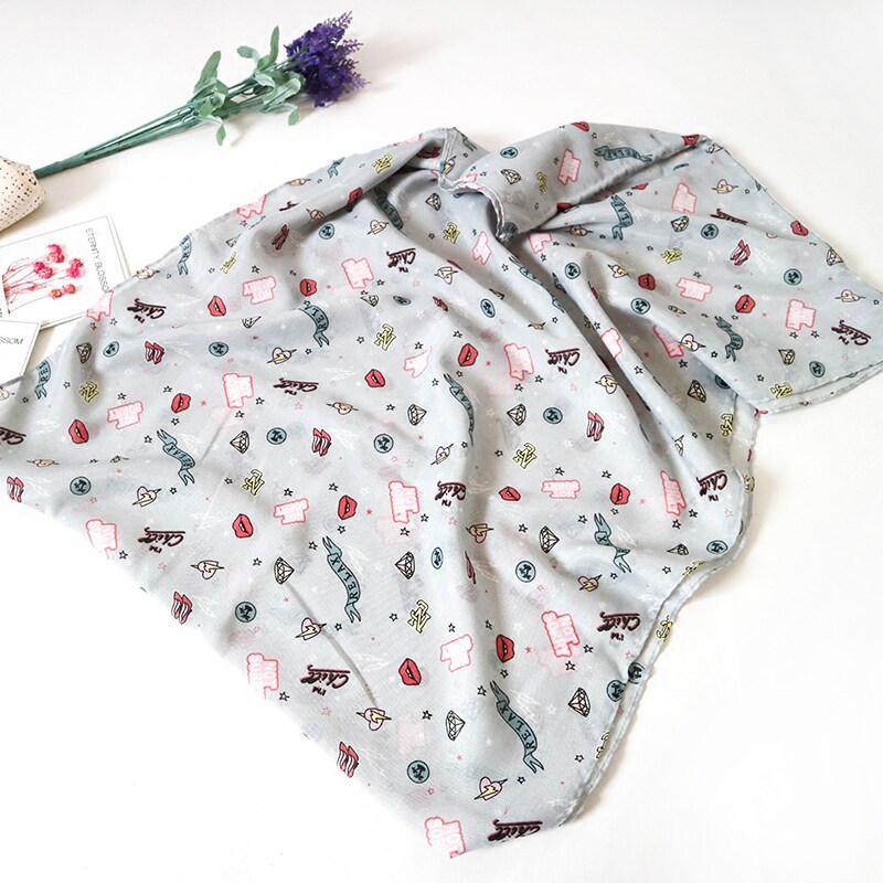 Clearance foreign trade small silk scarf cute plain and fresh elements lip print high heels letter pattern versatile decorative scarf - Taobao