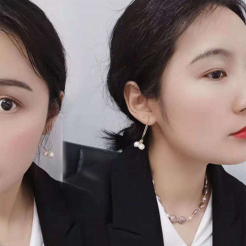 YT Studio New Baroque Purple Button SPECIAL BEADS NECKLACE EARRINGS SET FRESH WATER PEARL WITH SEX O