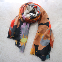 Export Foreign Trade Original Order New Retro Wind Scarves Women 100 Hitch Beauty Flowers Shading Shawl Silk Scarves Tourist Season