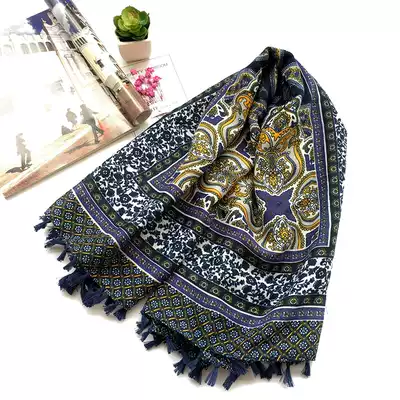 Spring and summer clearance women's sunscreen shawl retro ethnic style travel thin scarf office literature and art wild ethnic style